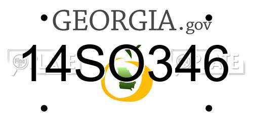 14SO346 Georgia License Plate