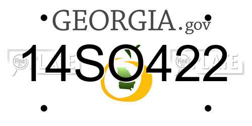 14SO422 Georgia License Plate