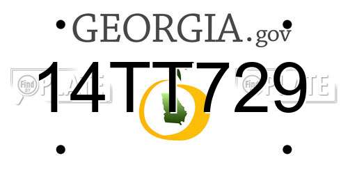 14TT729 Georgia License Plate