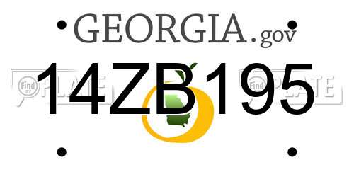 14ZB195 Georgia License Plate