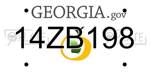 14ZB198 Georgia License Plate