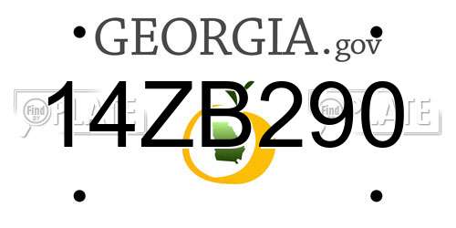 14ZB290 Georgia License Plate
