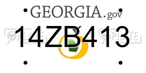 14ZB413 Georgia License Plate