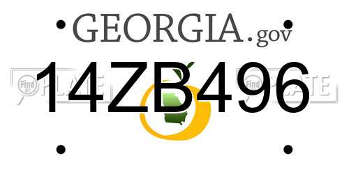 14ZB496 Georgia License Plate