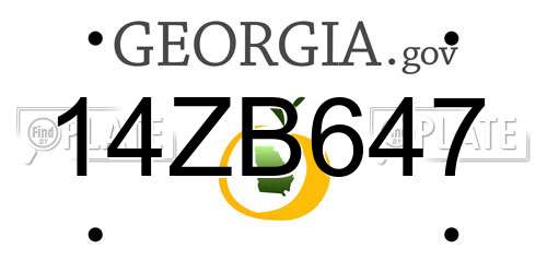 14ZB647 Georgia License Plate