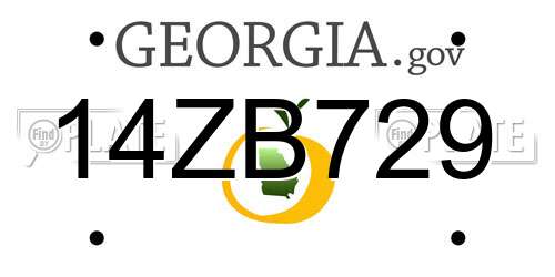 14ZB729 Georgia License Plate