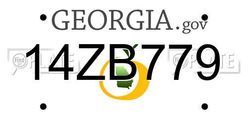14ZB779 Georgia License Plate