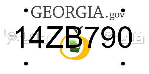 14ZB790 Georgia License Plate