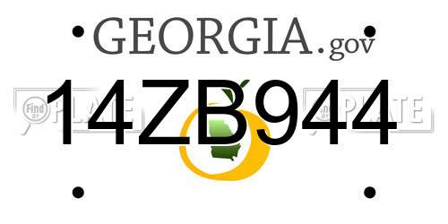 14ZB944 Georgia License Plate