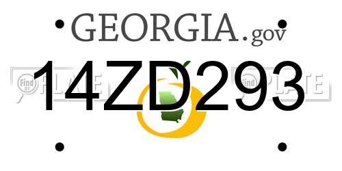 14ZD293 Georgia License Plate