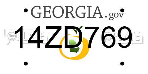 14ZD769 Georgia License Plate