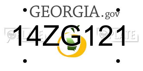 14ZG121 Georgia License Plate