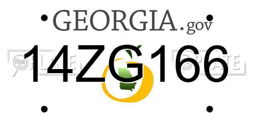 14ZG166 Georgia License Plate