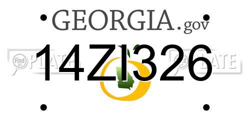 14ZI326 Georgia License Plate