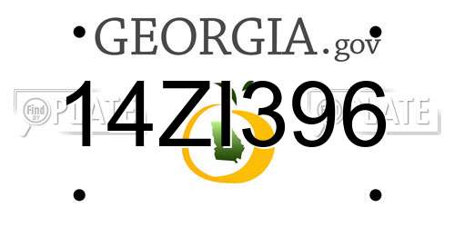 14ZI396 Georgia License Plate