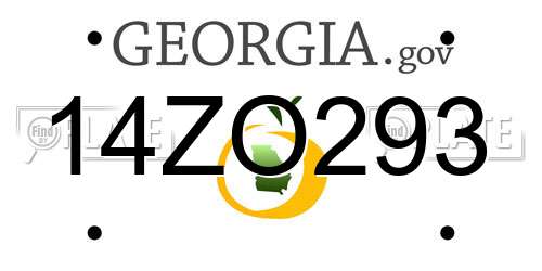 14ZO293 Georgia License Plate