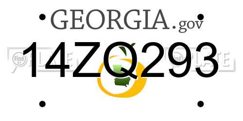 14ZQ293 Georgia License Plate