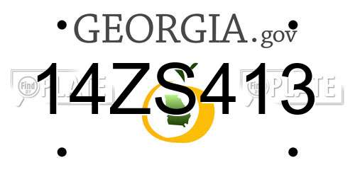 14ZS413 Georgia License Plate