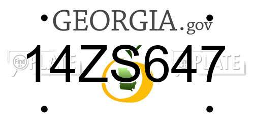 14ZS647 Georgia License Plate
