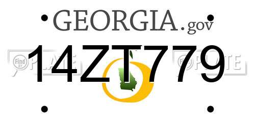 14ZT779 Georgia License Plate