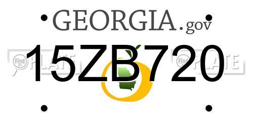 15ZB720 Georgia License Plate