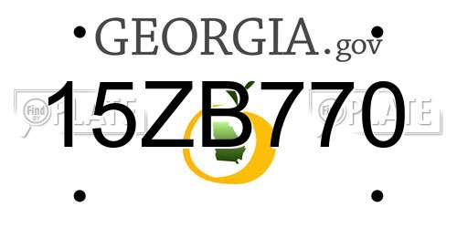 15ZB770 Georgia License Plate