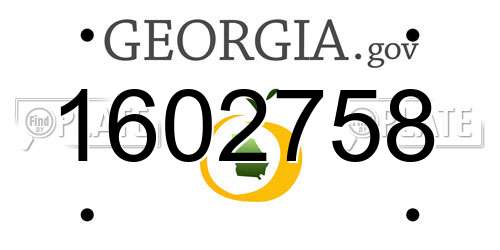 1602758 Georgia License Plate