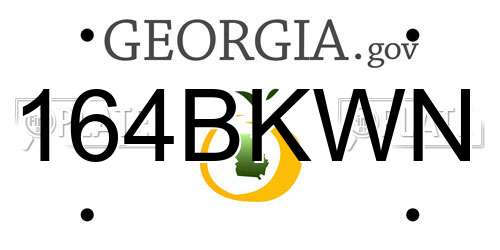 164BKWN Georgia License Plate