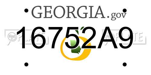 16752A9 Georgia License Plate