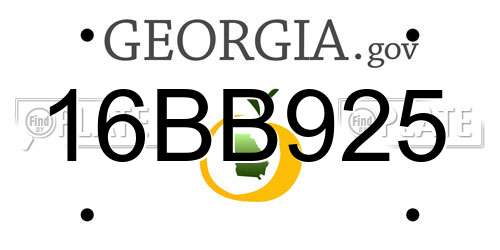 16BB925 Georgia License Plate