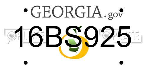 16BS925 Georgia License Plate