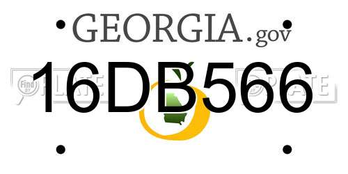 16DB566 Georgia License Plate