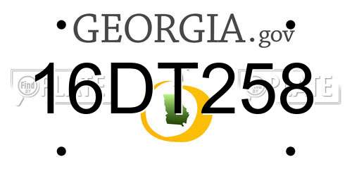 16DT258 Georgia License Plate