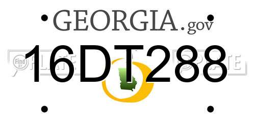 16DT288 Georgia License Plate