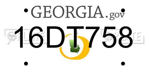 16DT758 Georgia License Plate