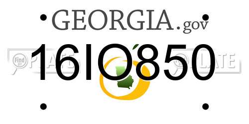 16IO850 Georgia License Plate
