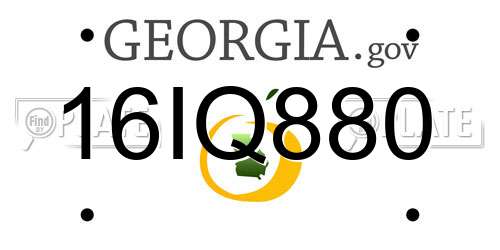 16IQ880 Georgia License Plate