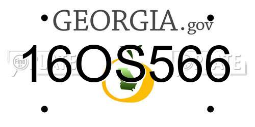 16OS566 Georgia License Plate
