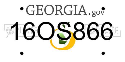 16OS866 Georgia License Plate