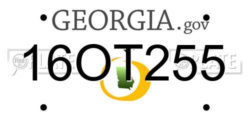 16OT255 Georgia License Plate