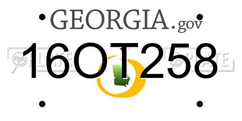 16OT258 Georgia License Plate