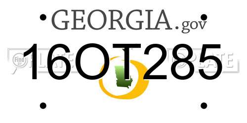 16OT285 Georgia License Plate