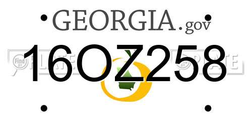 16OZ258 Georgia License Plate