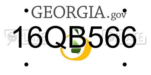 16QB566 Georgia License Plate