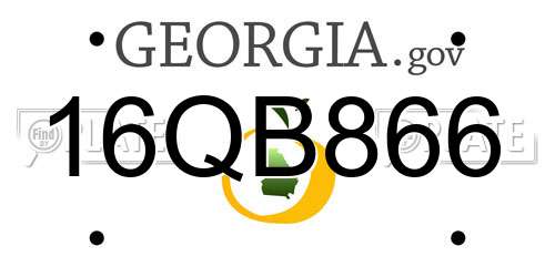 16QB866 Georgia License Plate