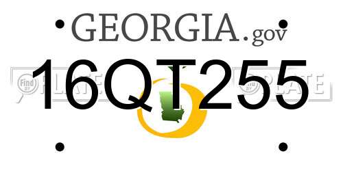 16QT255 Georgia License Plate