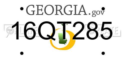 16QT285 Georgia License Plate