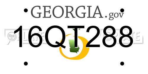 16QT288 Georgia License Plate