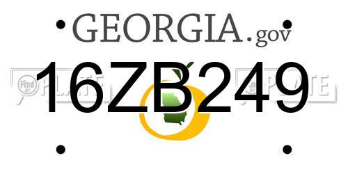 16ZB249 Georgia License Plate