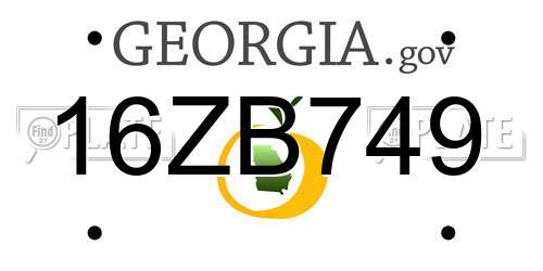 16ZB749 Georgia License Plate